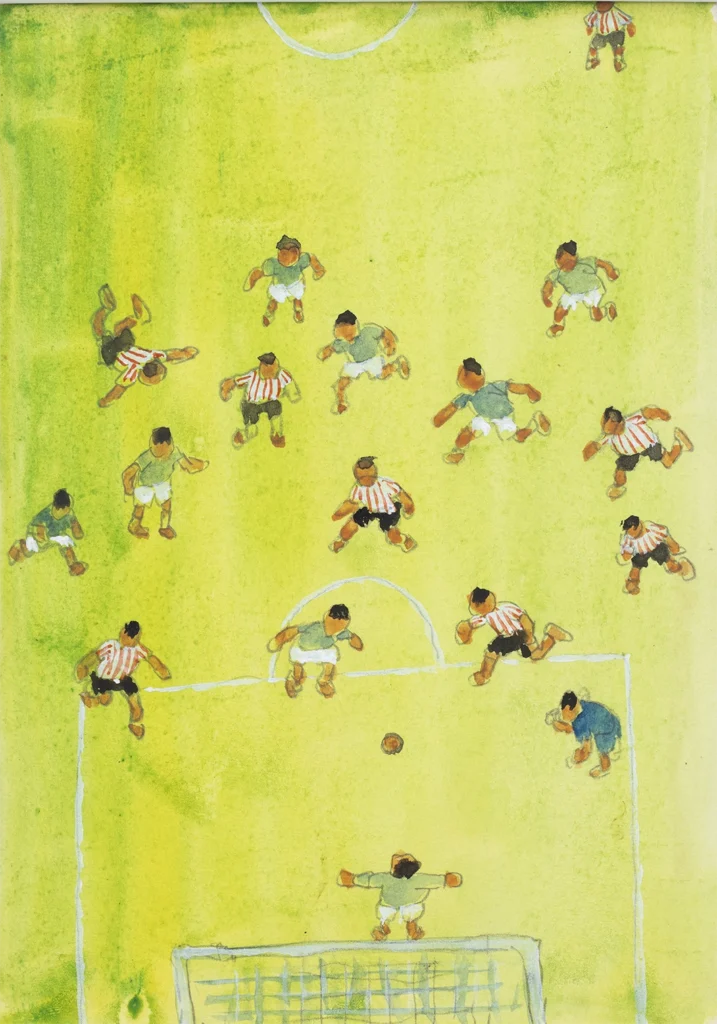 Abel Quezada, Sin título (Partido de fútbol), acuarela