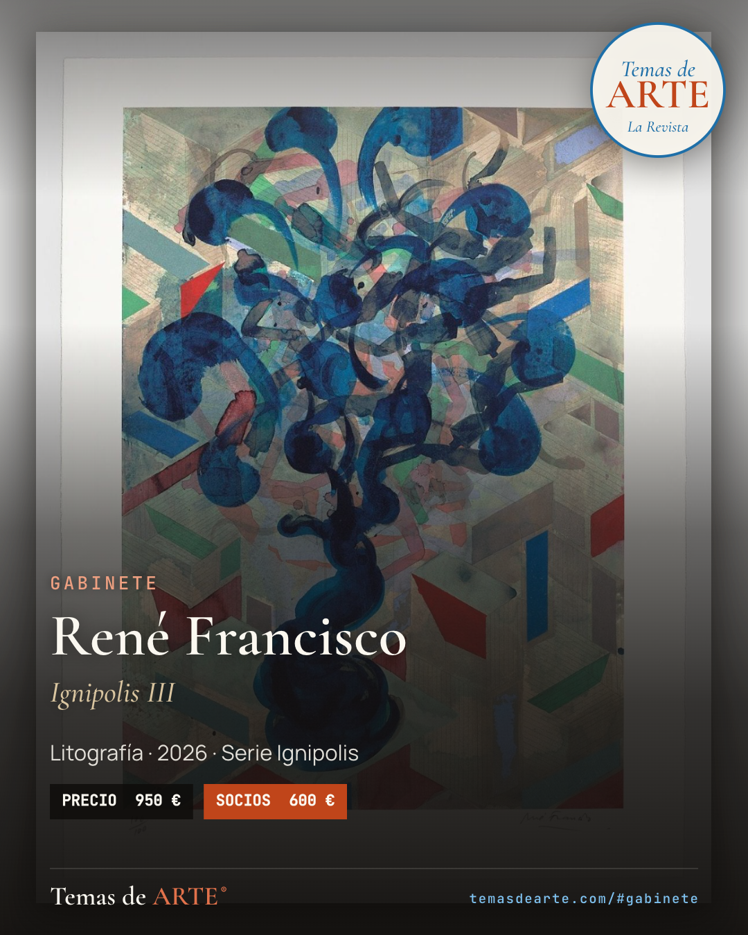 René Francisco, Ignipolis III. Litografía, 2026. Gabinete de Temas de ARTE